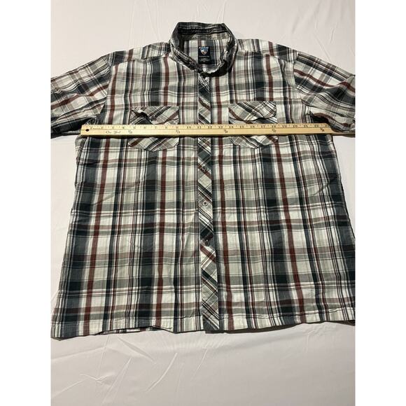Kuhl Mens XL Gray Plaid Button Up Short Sleeve Shirt Outdoors Suncel - Picture 7 of 10